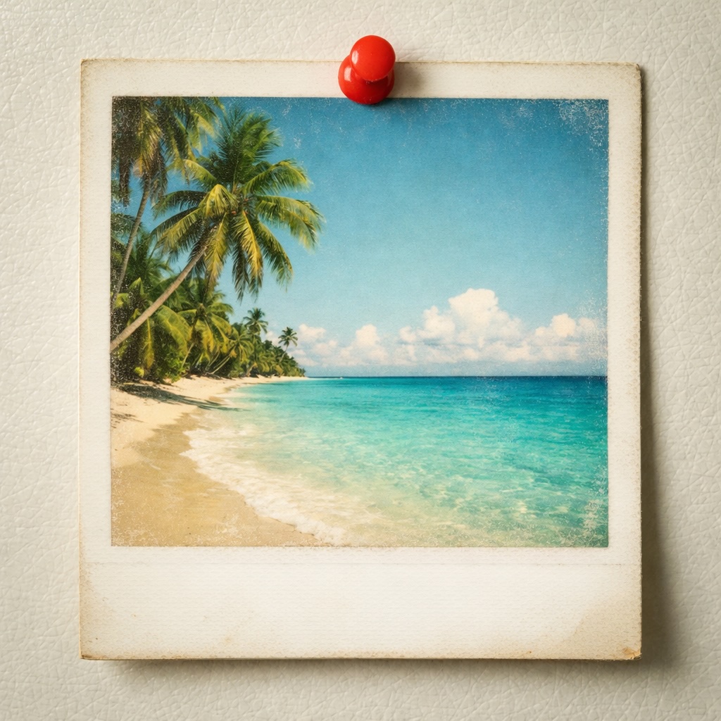 Polaroid-style travel photo from a visited city